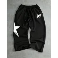 Pants Jogging Text Star Print Hip Hop Street Drawstring Elastic Waistband Loose Casual 2025