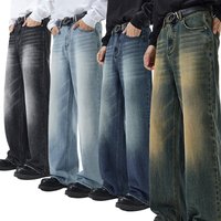 Men's Clothing Running Style Korean A type Straight Jeans Men's Fashion Brand Loose Wide Leg Mopping Long Pants