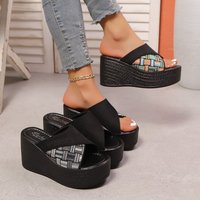 Wedge Slippers Wear Thick Soled Fish Mouth Slippers Contrast Shoes