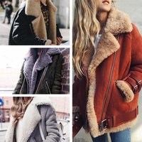 Clothing hot style motorcycle deerskin velvet lambswool coat lapel fur cotton coat