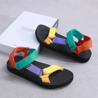 Summer Colorful Cudged Sandals Versatile Flat Bottom Non Slip Casual Outdoor Couple Sports Leisure
