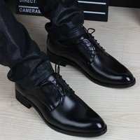 Inner height increasing Lace up Wedding Pointed toe Business Formal Leather Korean style British Casual Shoes Trendy