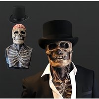 2025 Newest Skeleton Bio-Mask 3D Latex Movable Jaw Halloween Horror Mask Cosplay Party Helmet Skeleton Decoration Props