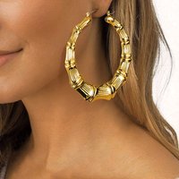 Bamboo Knot New Style High-End Earrings Hoop Niche Metal Texture Ear Jewelry
