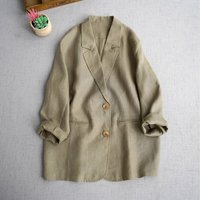 Italian High End Minimalist Cotton Linen Long Sleeved Jacket Spring Autumn Fashion Age Reducing Casual