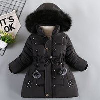 kid's clothing Children's winter coat with fleece thickened coat large children's medium long little girl cotton