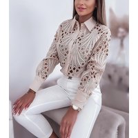 Clothing Spring Autumn All match Commuter Fashion Lace Hollow Long Sleeve Shirt