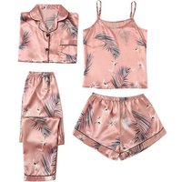 suspender style home clothing fashionable pajamas thin four piece set versatile all year round