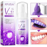 V34 Whitening Fresh Breath Purple Toothpaste Effective Remove Stain Reduce Yellow Oral Hygiene Clean Professional Dental