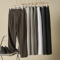Fleece Lined Drapey Straight Leg Suit Pants Plus Casual Wide Leg Trousers Solid Autumn Winter Loose Fitting