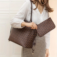 2Pc Women's High-Quality Light Luxury Print Commuting Bag Fashion Large Capacity Tote Bag Classic Son Mother Bag Brown Printed Shoulder Bag