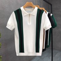 Summer Matching Half Zip Polo Shirt Thin Short Sleeved Knitted Top Lapel