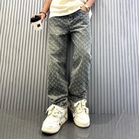 Clothing Print High Street Fashion Brand Ins Design Jeans Loose Straight Washed Wide Leg Long Pants