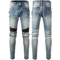 Clothing Pants Cycling Jeans High Street Motorcycle Zipper Hole Stitching Pants 606
