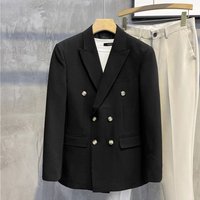 New autumn style slim fit men wearing double breasted suit jacket, casual youth suit, trendy single western-style men