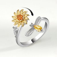 New Fashion Versatile and Minimalist Sunflower Rotating Ring for Women to Relieve Anxiety and Relieve Stress Sunflower Opening Ring