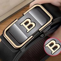 2023 New Hot Selling Pepper Belt for Men with Toothless Inner Wear Automatic Buckle Cowhide Belt for Advanced Simple Versatile Trouser Belt for Men