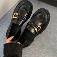 Platform Loafers French Single One Pedal S Small Leather Shoes