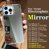 Plating Sier Cosmetic Mirror Soft Silicone Case For Iphone 16 15 Pro Max 13 12 11 XR 7 8 14 Plus XS Shockproof Cover