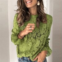 Flare Sleeves Long Sleeve Hollow Lace Shirt Clothing