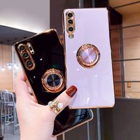Luxury Plating Silicone Case Huawei P30 Pro P20 Mate 20 P40 Honor 20 30 Pro Nova 5T Phone Soft Magnet Cover Ring Holder