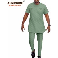Casual Cotton Short Sleeve Set Africa Print Two Piece Clothing Polyester Muslim Sets