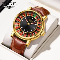 Creative Luxury Watches Men Roulette Game Dial Fashion Mens Watch Waterproof Luminous Steel Quartz Wristwatches Relojs