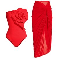 Clothing Spot Three Dimensional Flower One Piece Swimsuit Holiday Suit Skirt Swimsuit