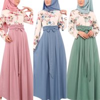 Women's National Long Skirt Printed Worship Dress Polyester Muslim Dress Low Temperature Ironing No Brushing/Bleaching