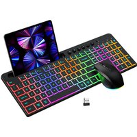Wireless Keyboard And Mouse Set – 2.4G Silent Ergonomic Combo With Backlit Keys, Card Slot & USB Receiver (Plug & Play)