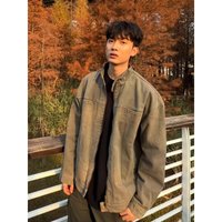 American Heavy Industry Washed Worn Stand Up Collar Workwear Spring Trendy Brand Loose Casual