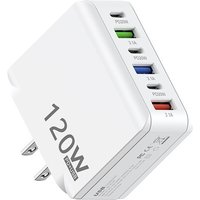 syct 120W Smartphone Charger 3USB+3PD US EU UK Port Fast Charging Adapter