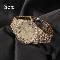 Classic Diamond Quartz Watch - Unisex Fashion Timepiece With Floral Numerals & Oversized Dial