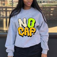 Autumn Winter Print Hat free Casual Loose Joker Long sleeved Sweater