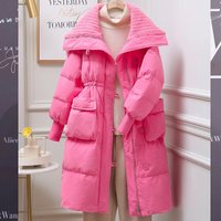 Clothing Cotton coat winter mid length Korean style fashionable design over knee long large lapel cotton coat retro coat