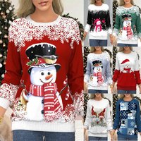 Christmas print shoulder print T shirt