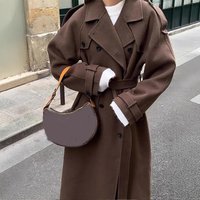 Clothing Solid Lapel Long Sleeve Long Coat Temperament Commuting Woolen Retro Coat