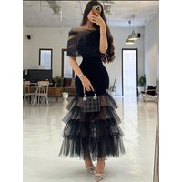Women's Clothing Trailing Sexy Long Skirt Mesh Splicing Tubeless Evening Dress