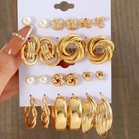 Hot Selling Exaggerated Heart shaped Twisted Pearl Earrings 11 piece Set
