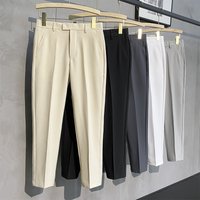Men's Clothing Springtime Slim Fit Straight Leg Men's Suit Trousers Plus Size Cropped Trendy Wrinkle Free
