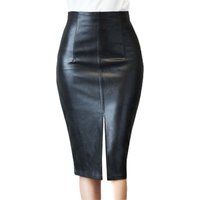 Verve Spring Women's High Waist Split Ladies Bodycon Fashion Slim PU Leather Half Skirt