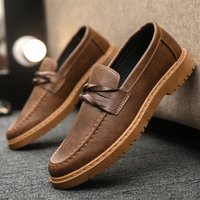 Advanced Casual British Style Formal Leather Shoes Waterproof High end Sports Round Toe Anti Slip