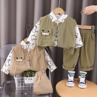 Baby shirt, vest, work pants, three piece style, children’s casual set, boys‘ girls‘ spring and autumn baby clothes