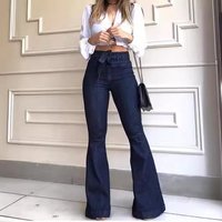Clothing Hot Selling High Waist Hip Lace Flared Pants Wide Leg Pants Jeans