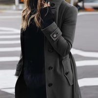 Autumn Winter Slim Fit Mid Length Woolen Coat