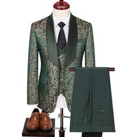 2024 Spring Large Jacquard Wedding Groom Suit Set Host Performance Dress