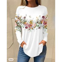 Women's colored plaid digital print long sleeve T-shirt