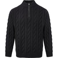 Relaxed Cable Knit Sweater – British Inspired Chunky Half Zip Pullover & 