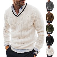V neck sweater fashion slim fit long sleeved knit top autumn winter sweater