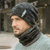 Fashionable Versatile Pullover Hat Scarf Set Thick Woolen Yarn European American Autumn East Knitted Hat
